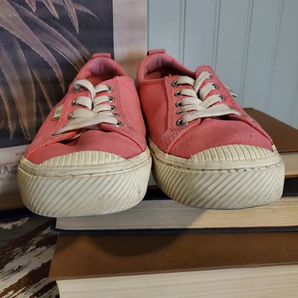 Cariuma OCA Low Pink Lemonade Canvas Sneaker Vegan Sustainable US W7 - Picture 10 of 11